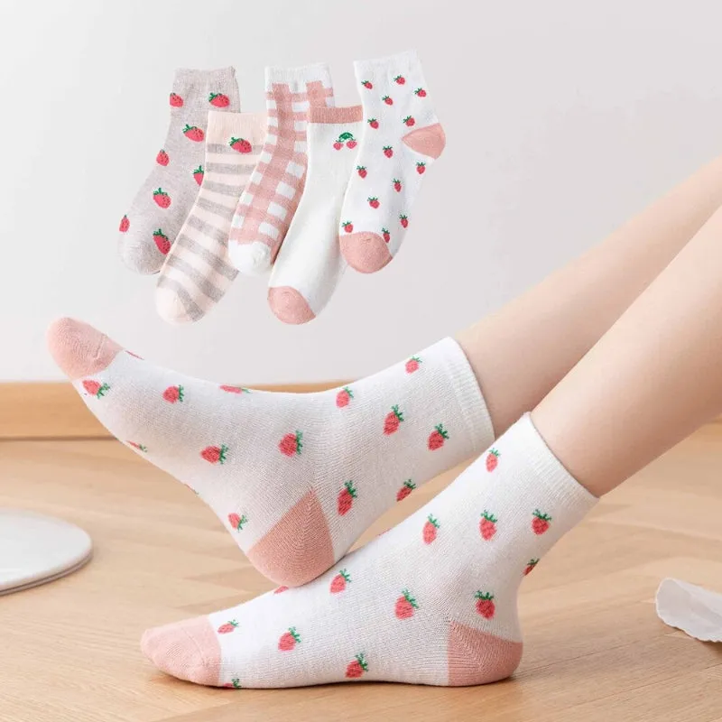 5 Pairs Of Printed Socks For Women