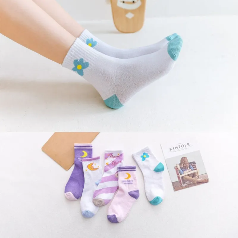 5 Pairs Of Printed Socks For Women