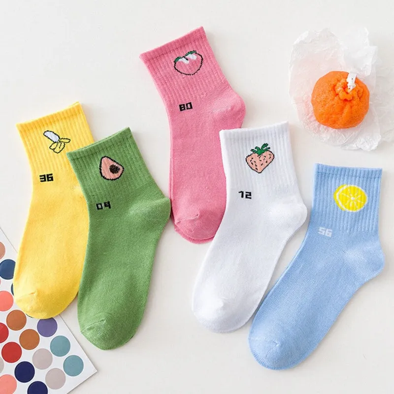 5 Pairs Of Printed Socks For Women