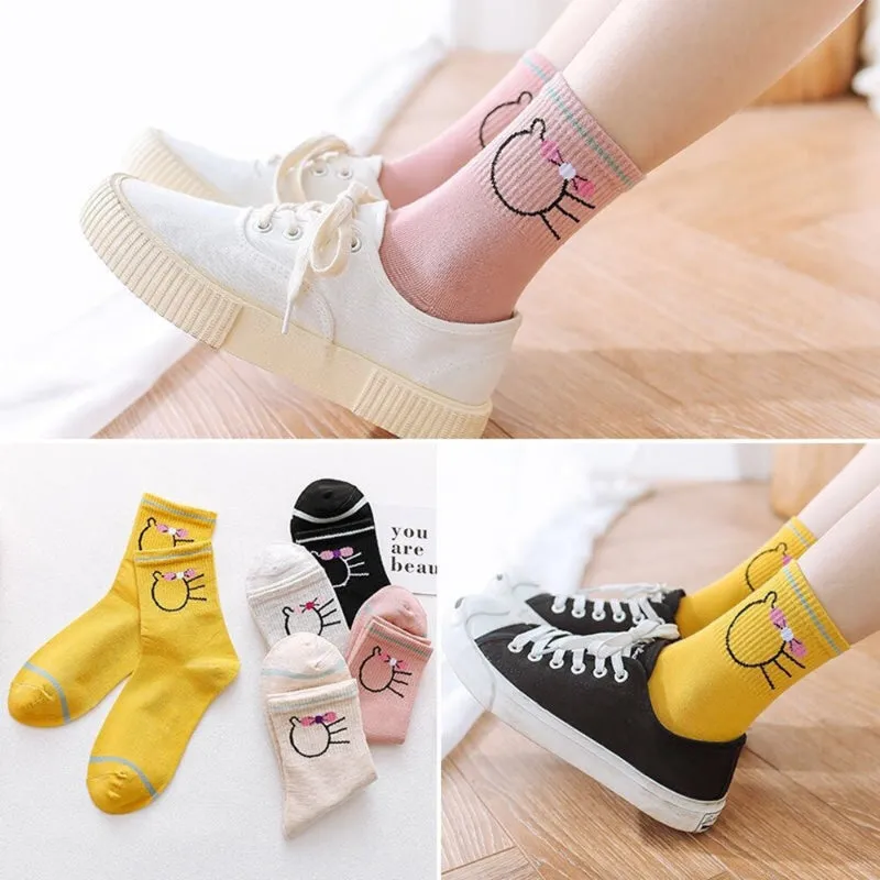 5 Pairs Of Printed Socks For Women
