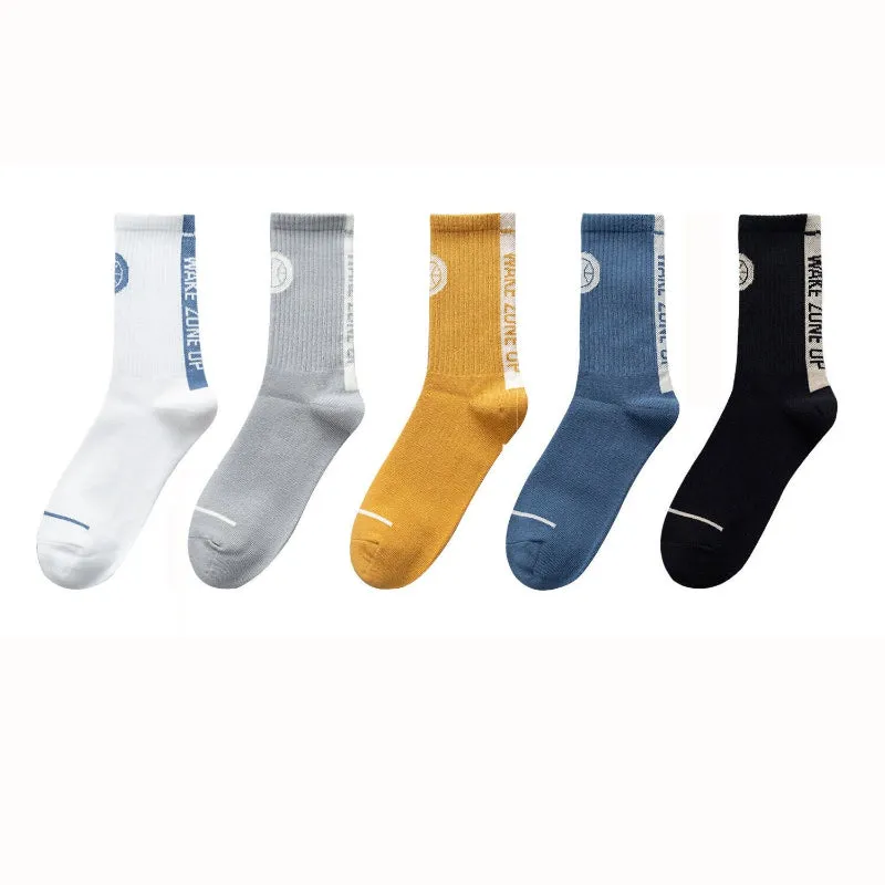 5 Pairs Of Warm Casual Printed Socks For Women