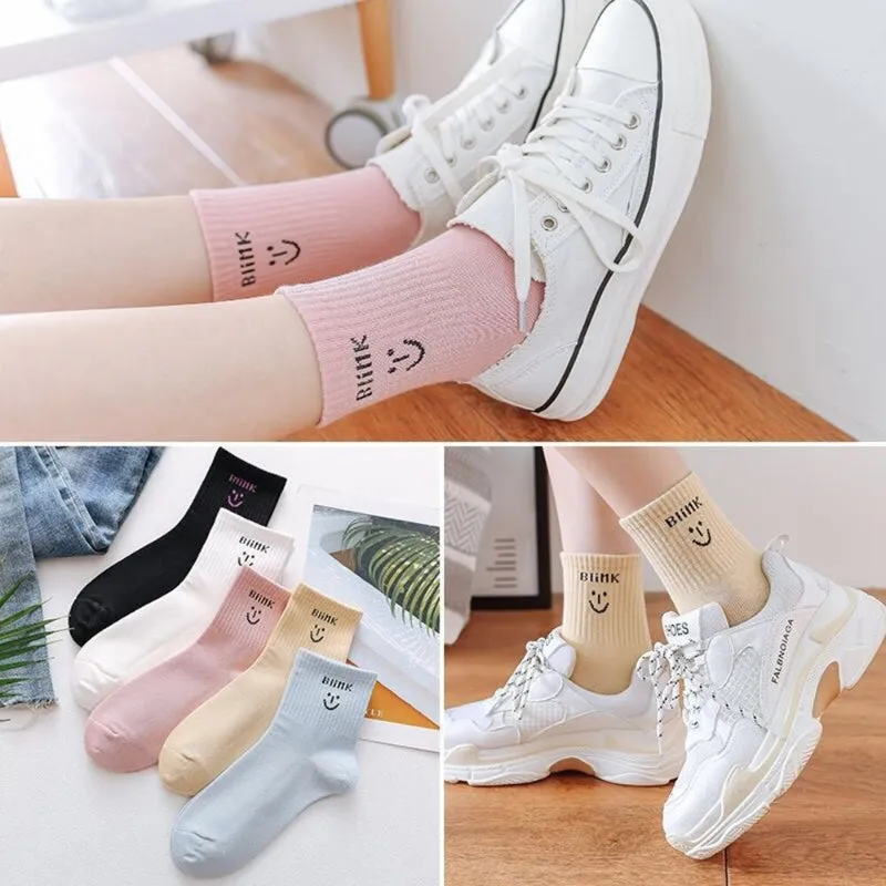 5 Pairs Of Warm Casual Printed Socks For Women