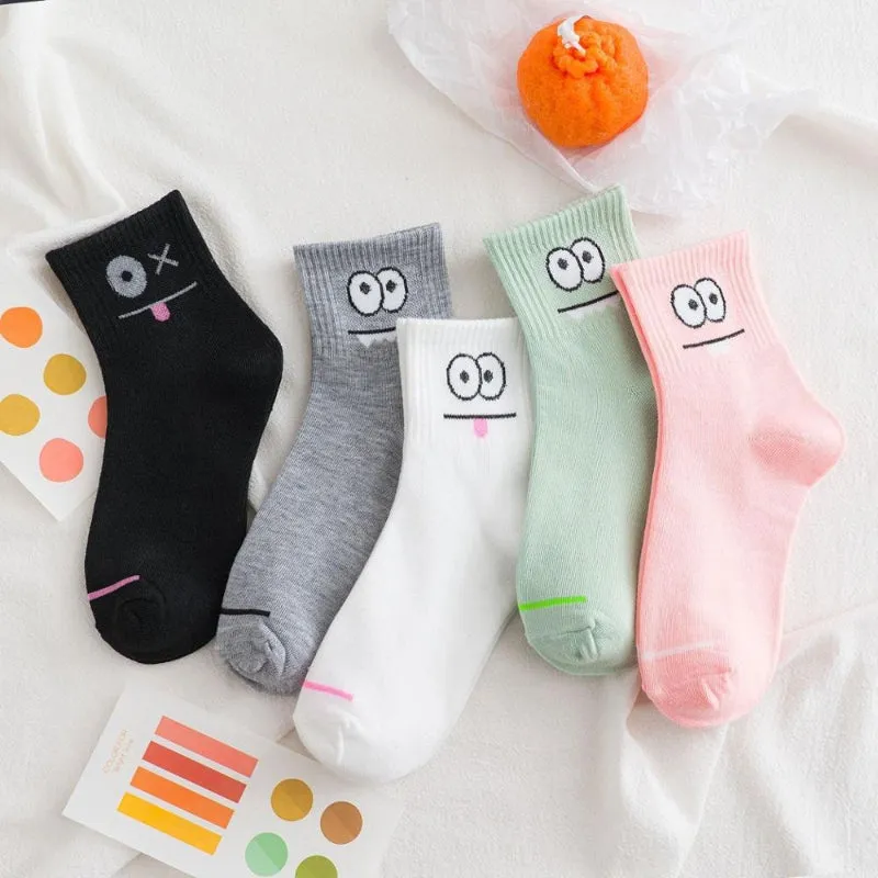 5 Pairs Of Warm Casual Printed Socks For Women