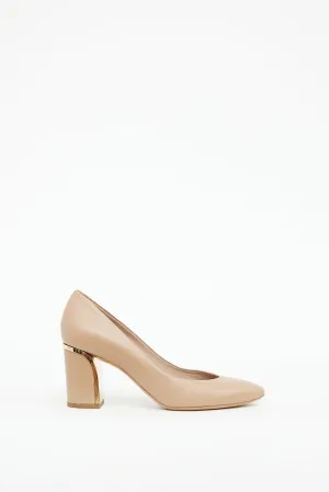 Beige Grained Leather Becky Pump