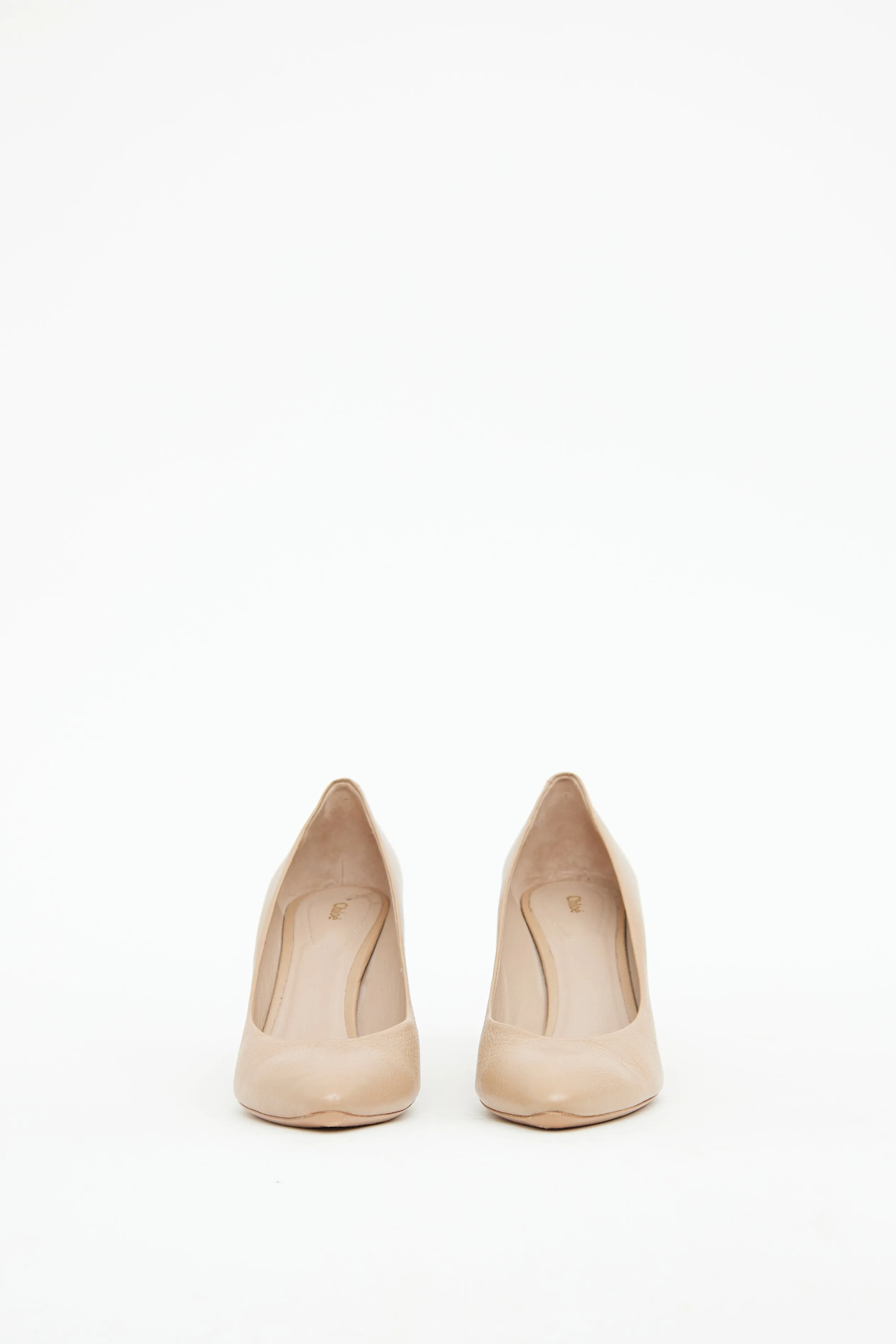 Beige Grained Leather Becky Pump