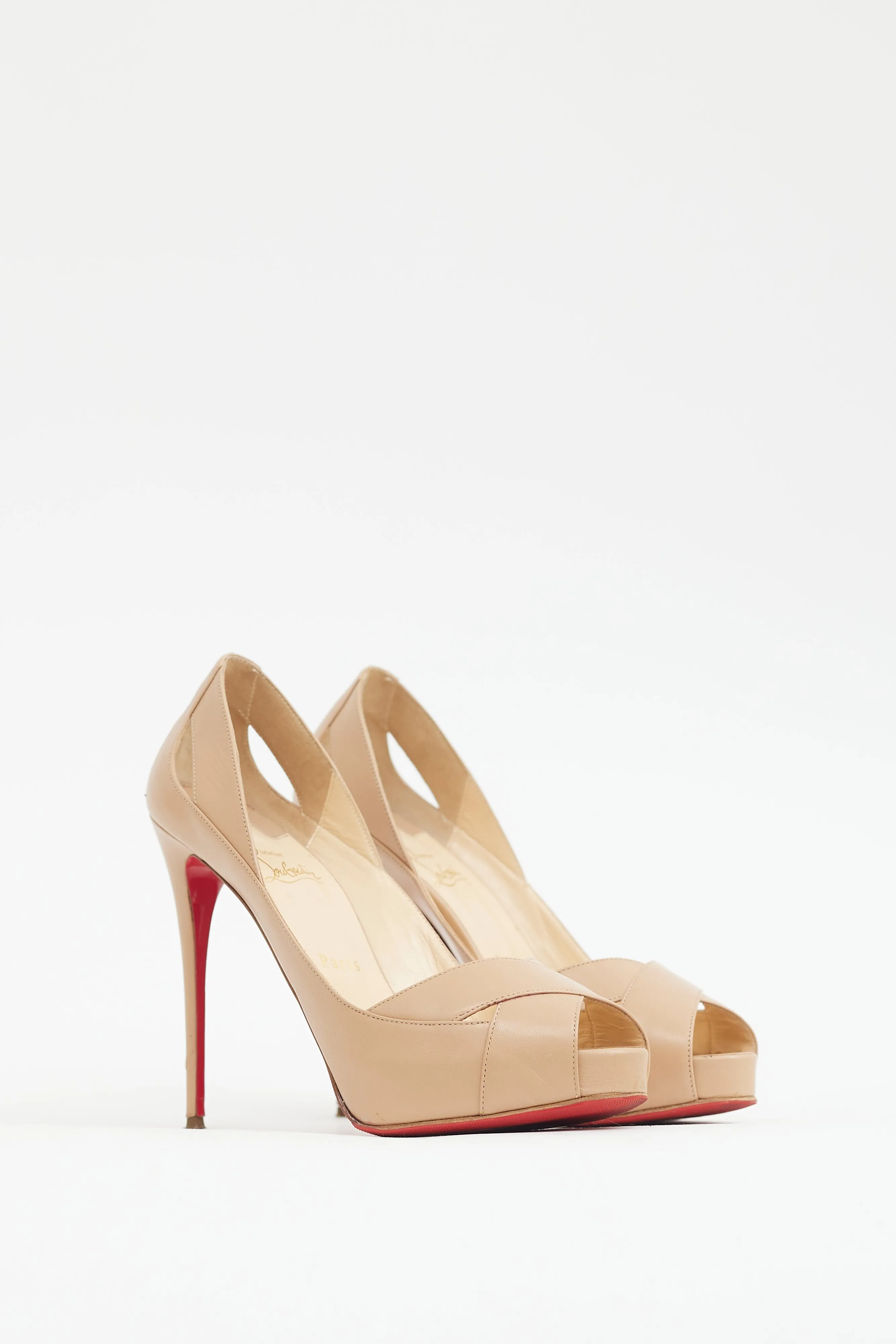 Beige Leather Academa Platform Pump