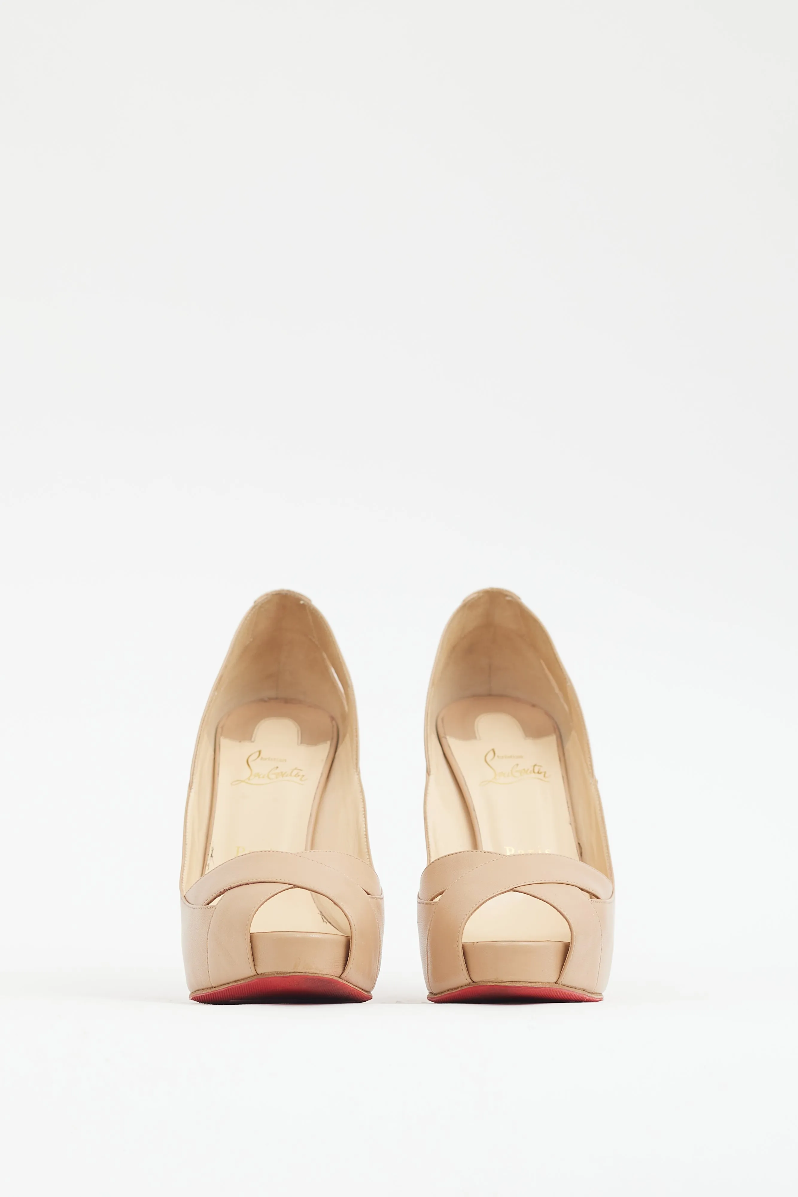 Beige Leather Academa Platform Pump