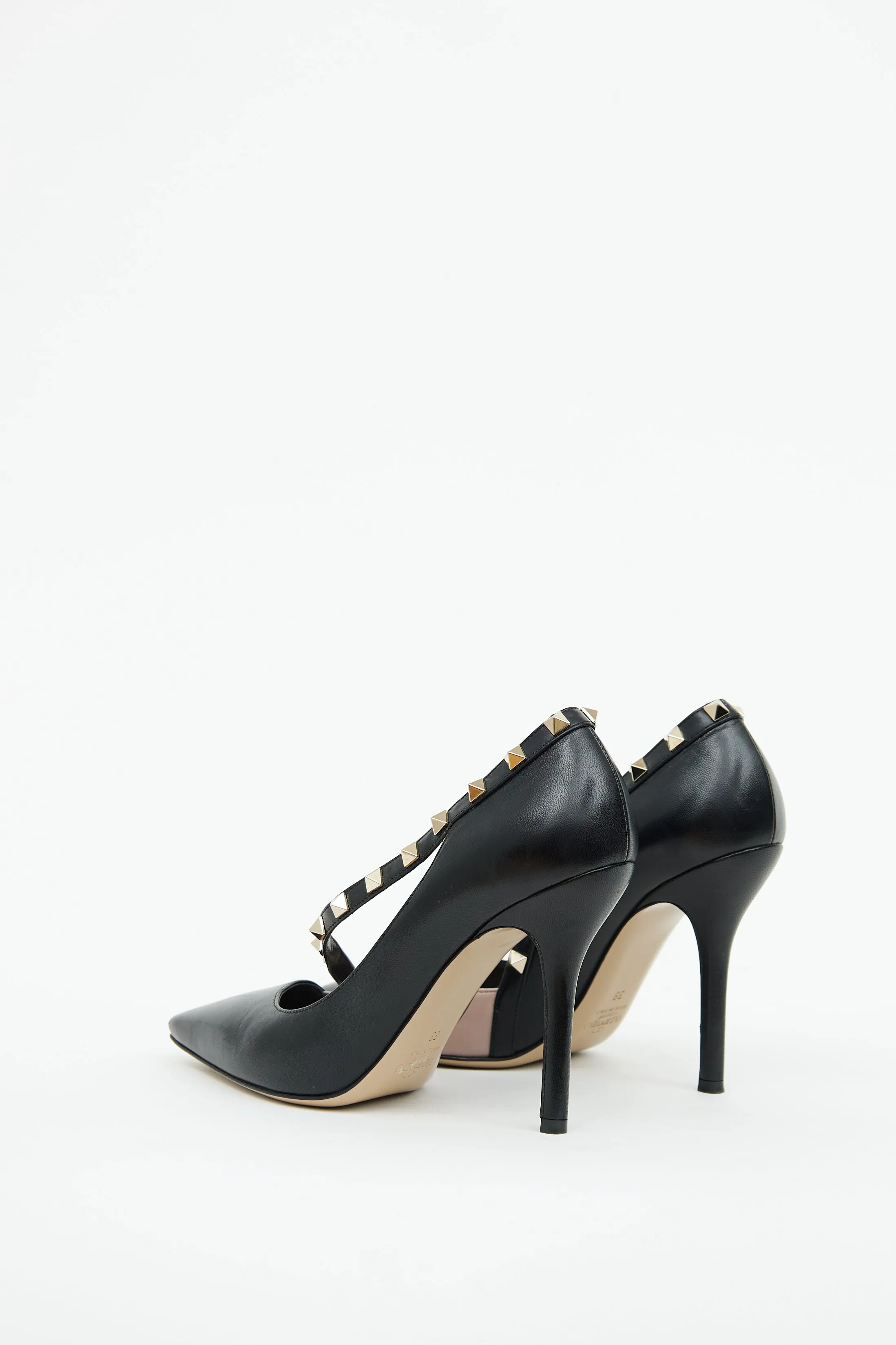 Black & Beige Leather Rockstud Pump