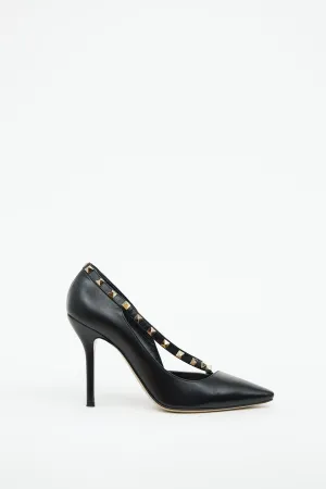 Black & Beige Leather Rockstud Pump