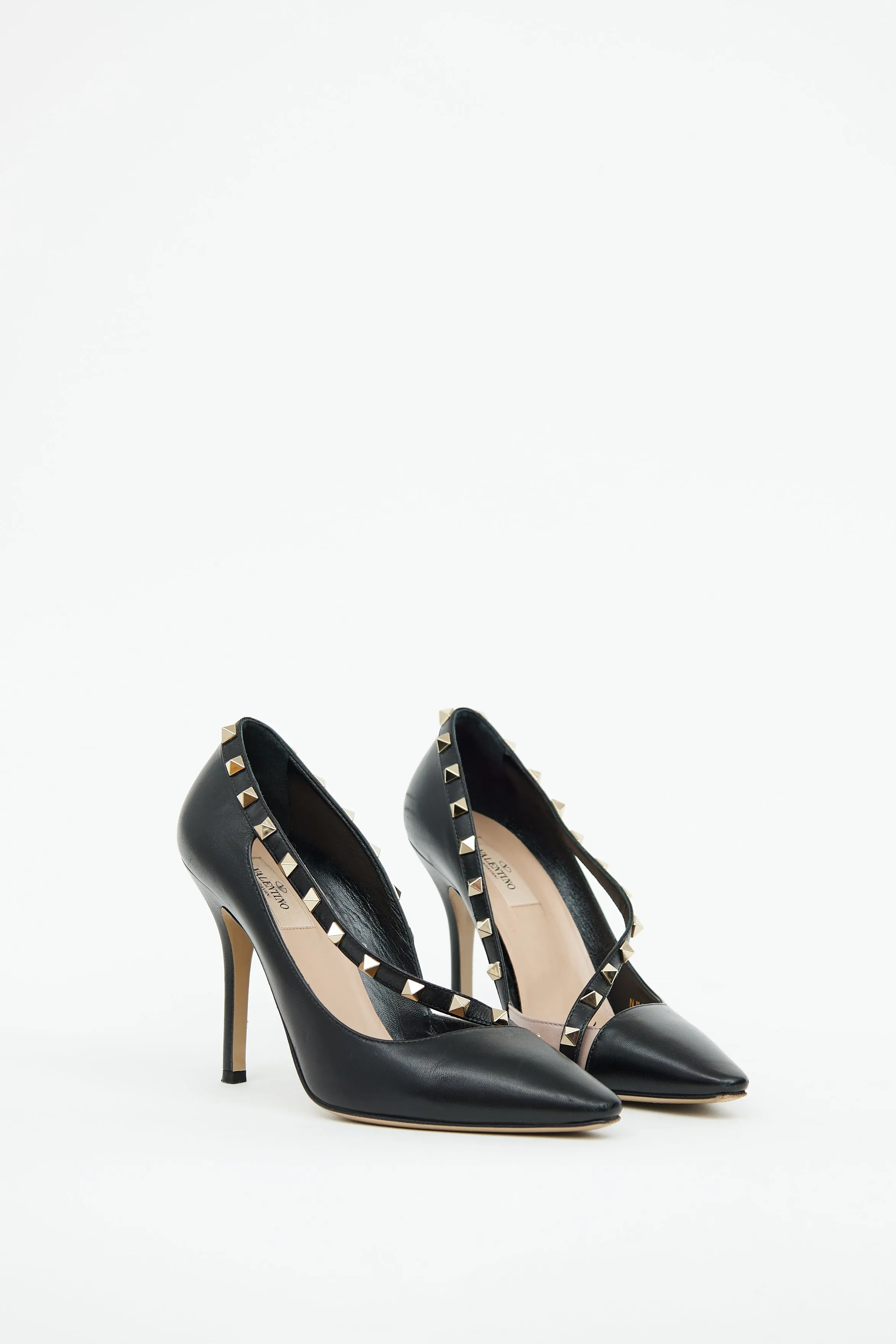 Black & Beige Leather Rockstud Pump