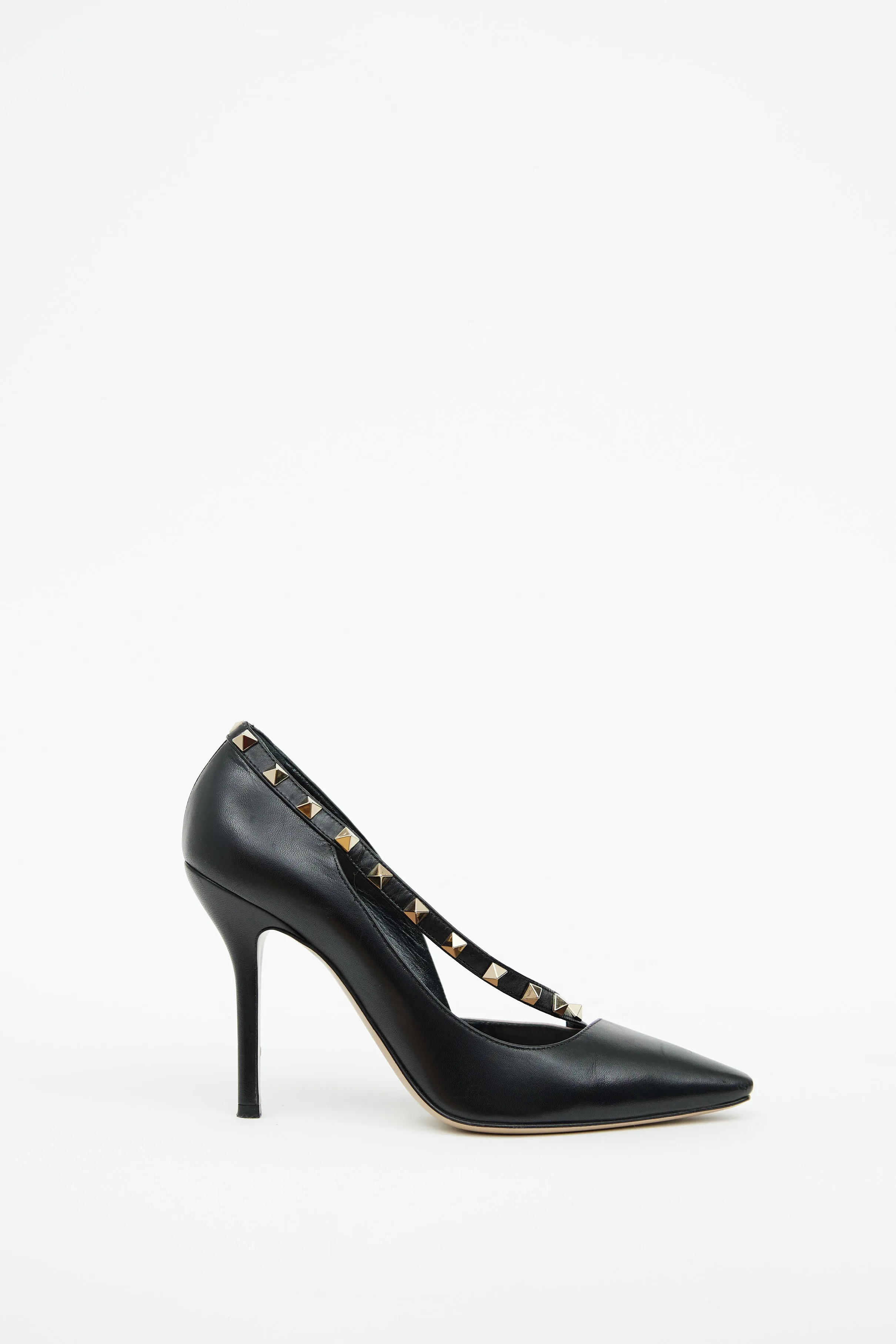 Black & Beige Leather Rockstud Pump