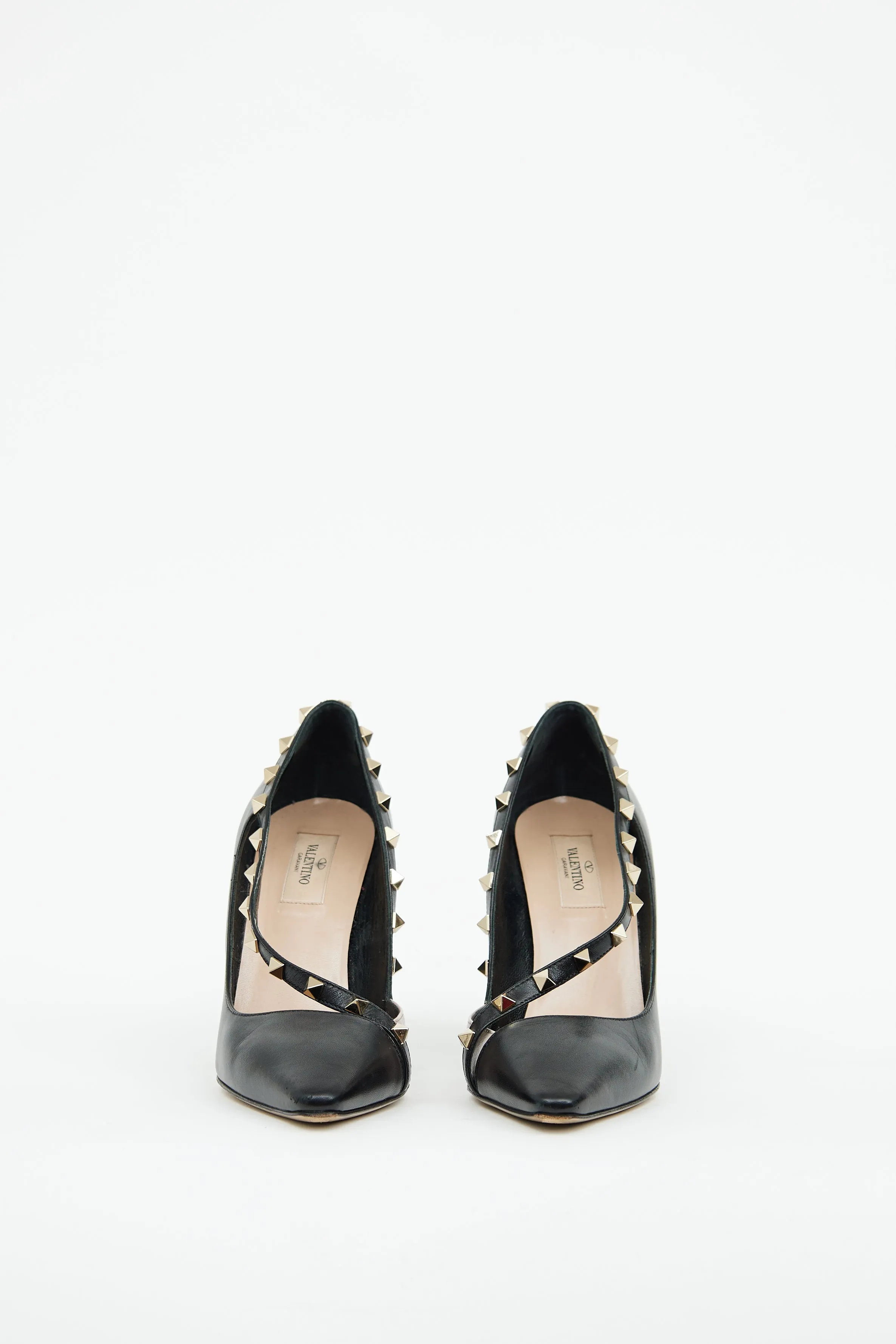 Black & Beige Leather Rockstud Pump