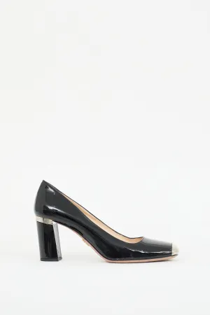 Black & Silver Patent Leather Pump