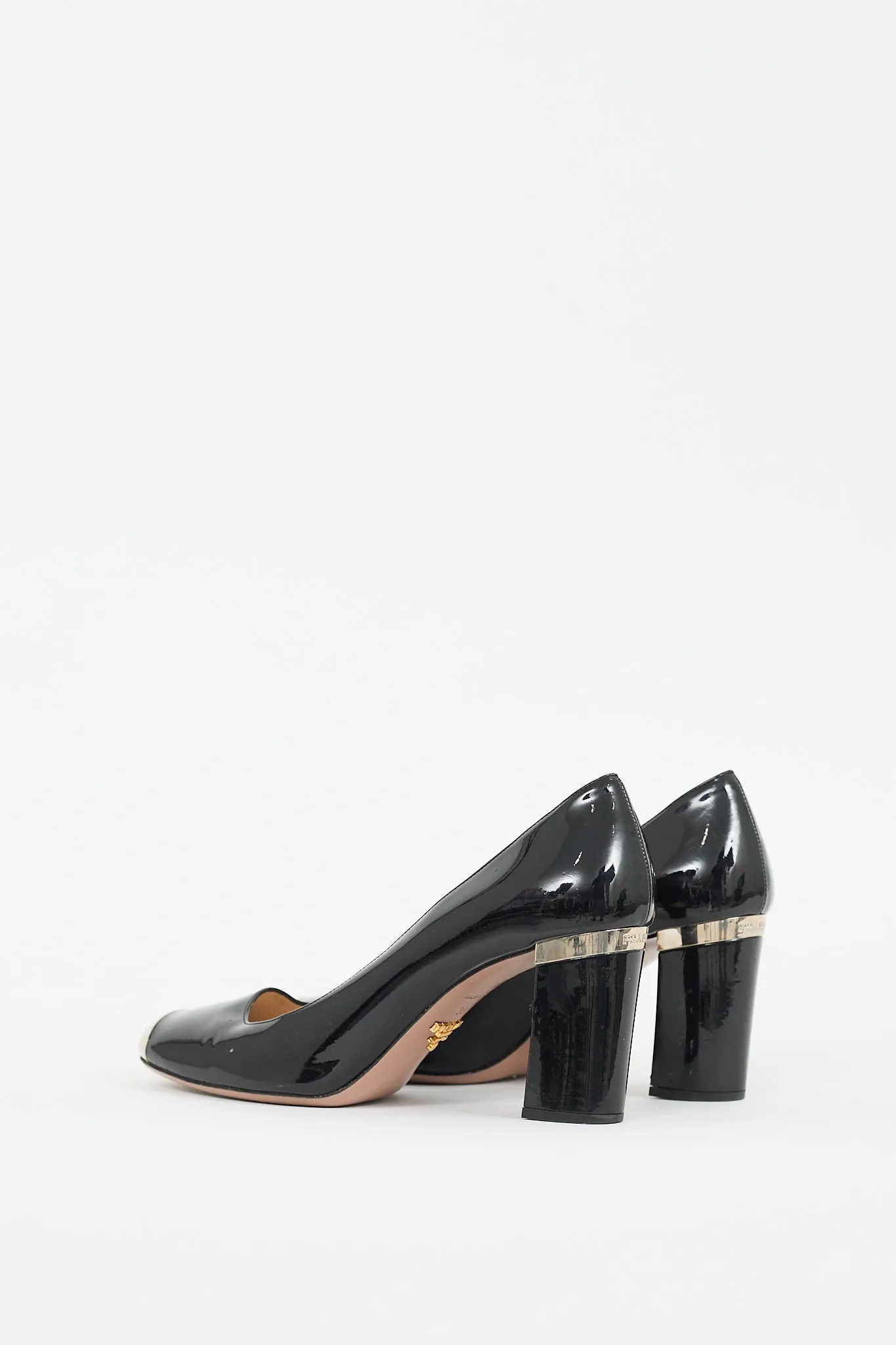 Black & Silver Patent Leather Pump