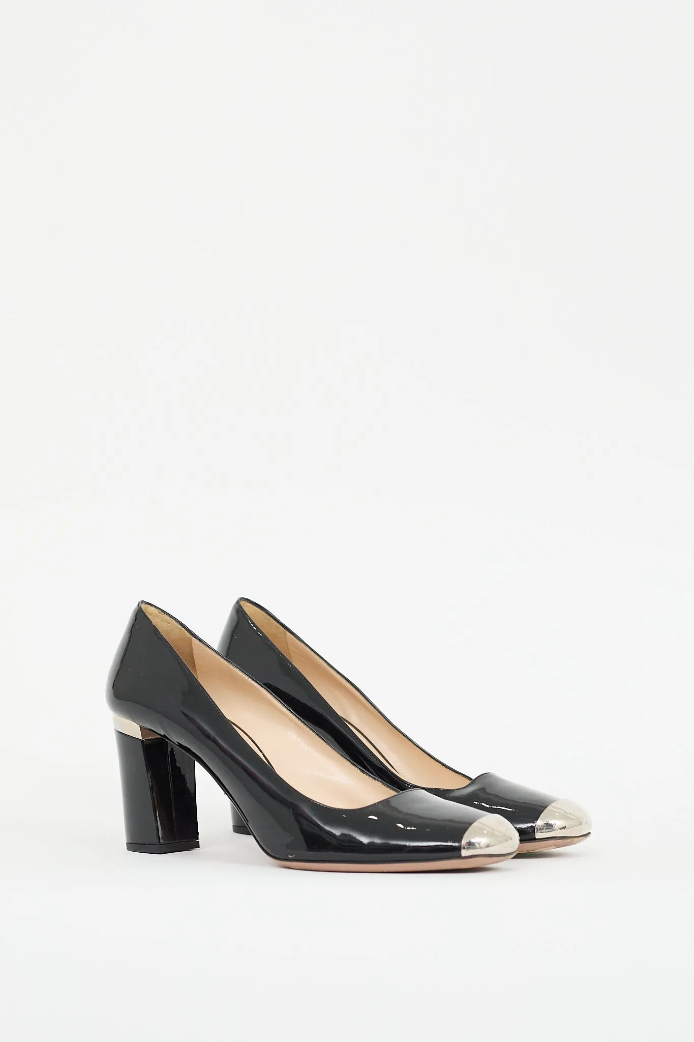 Black & Silver Patent Leather Pump