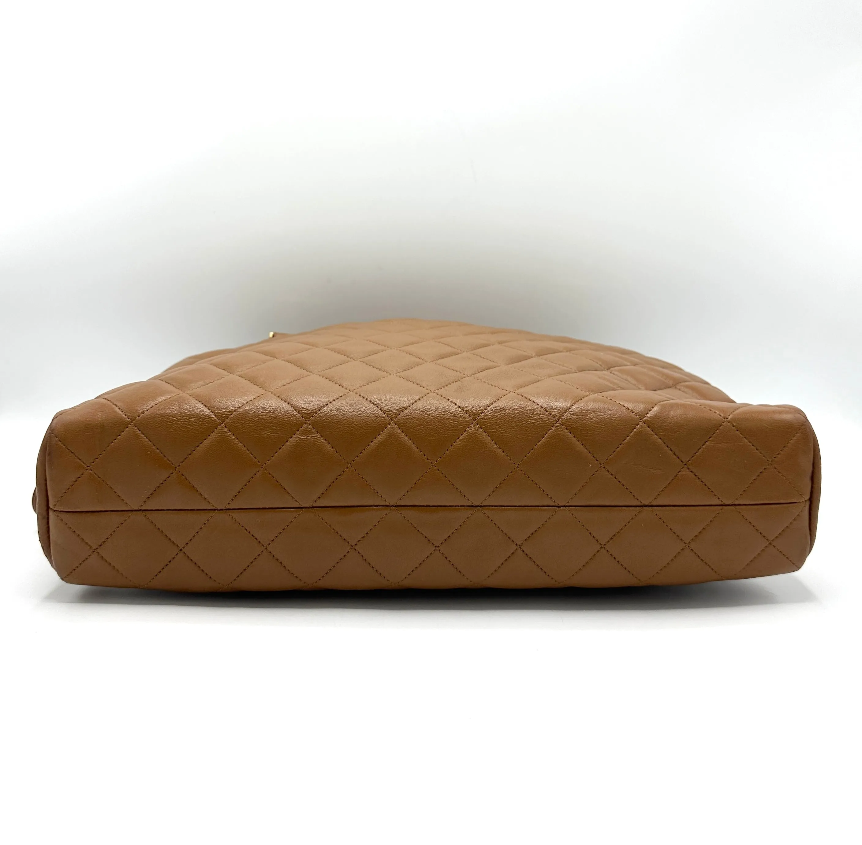 Caramel Brown Quilted Chain Business Bag