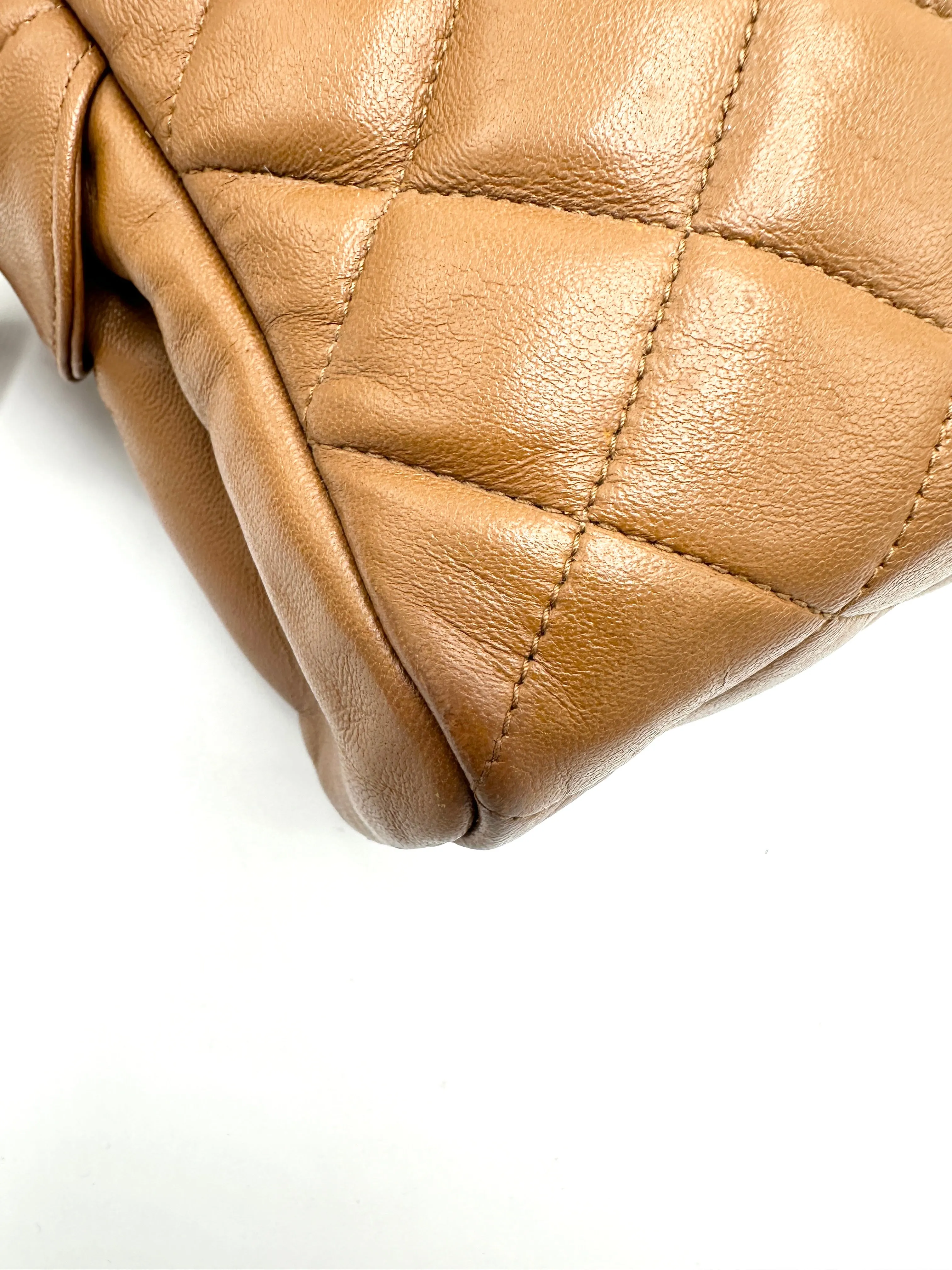 Caramel Brown Quilted Chain Business Bag