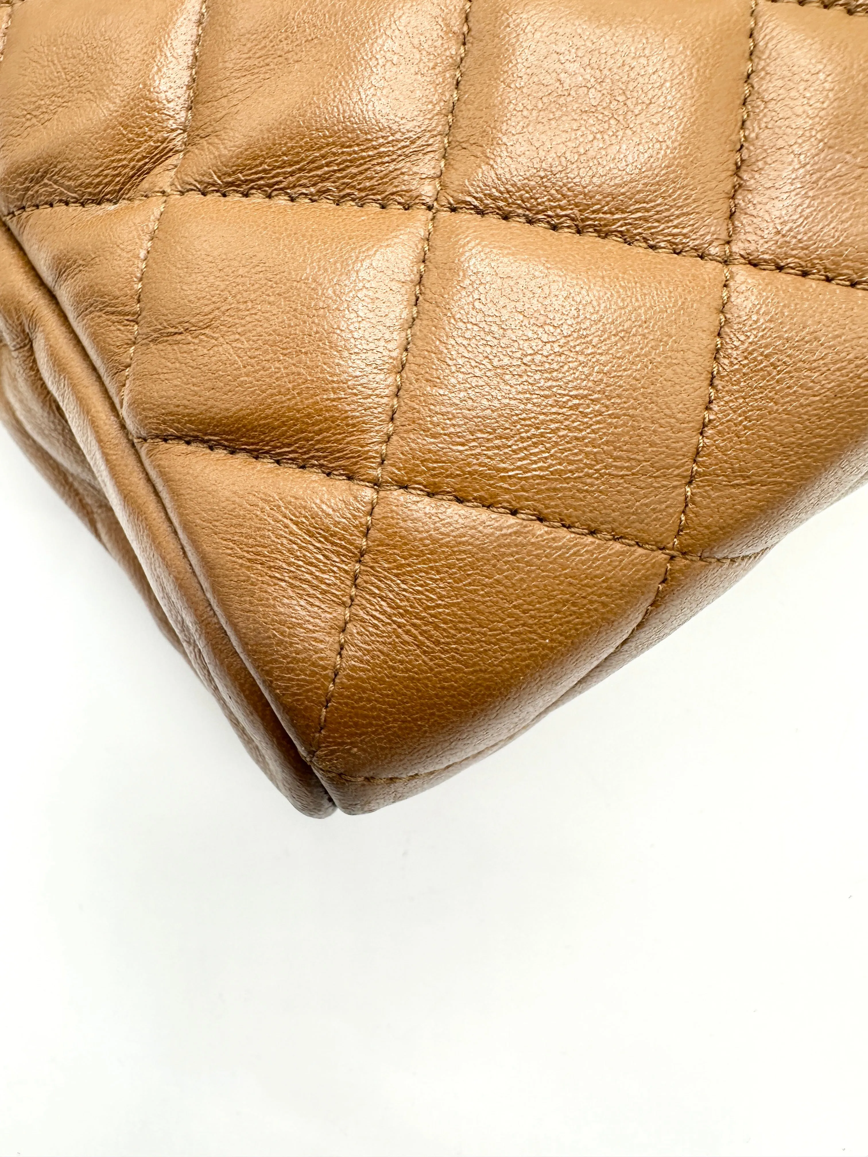 Caramel Brown Quilted Chain Business Bag