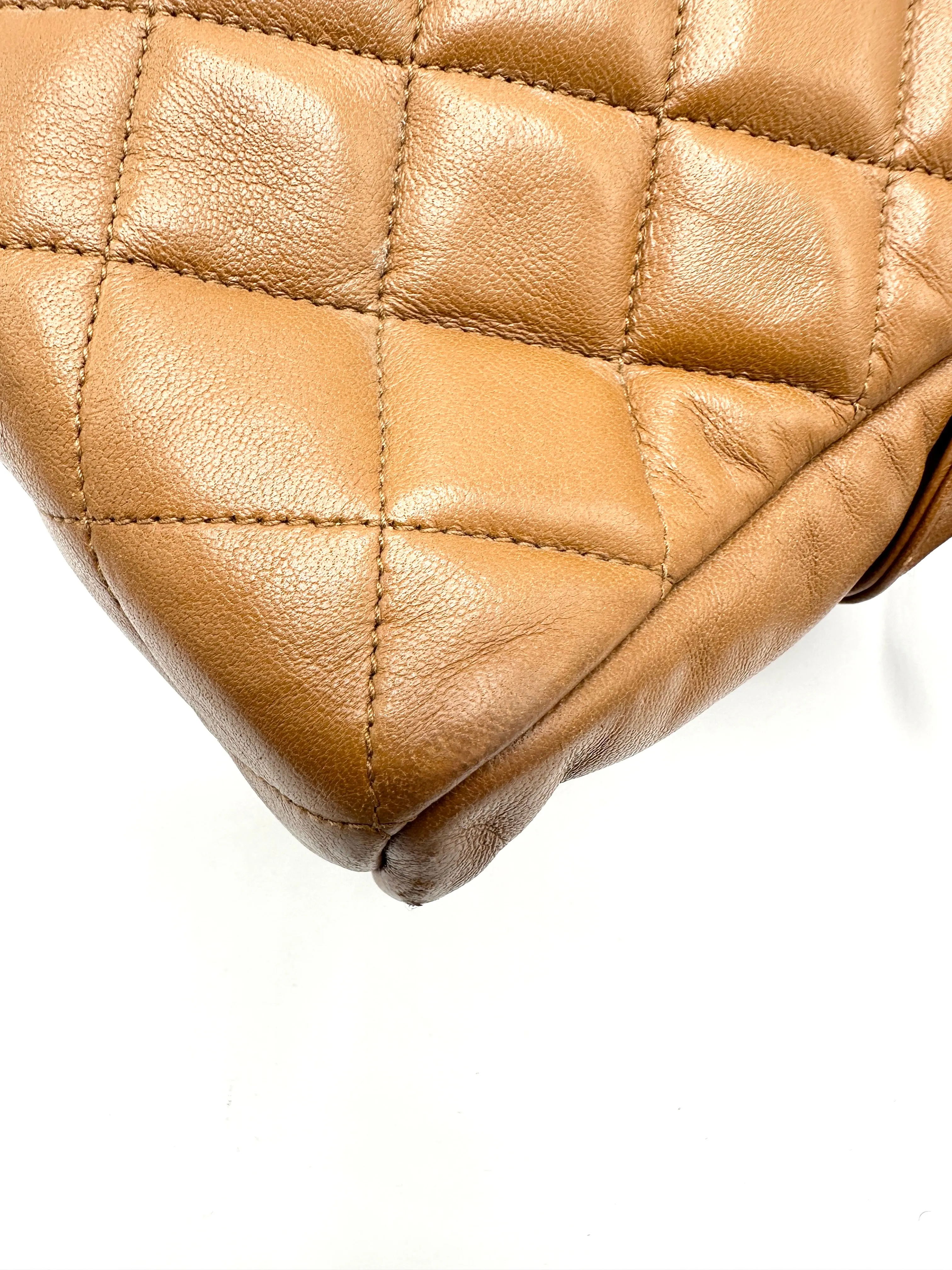 Caramel Brown Quilted Chain Business Bag
