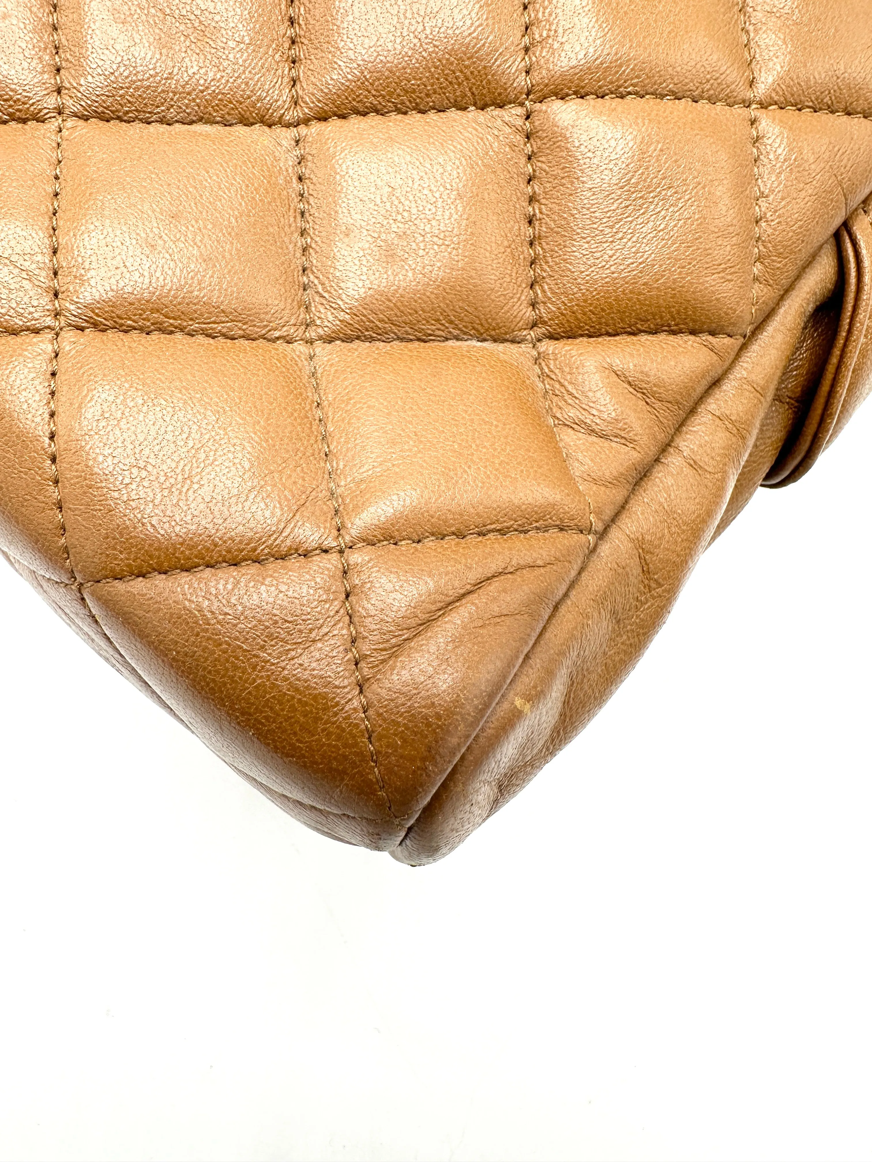 Caramel Brown Quilted Chain Business Bag