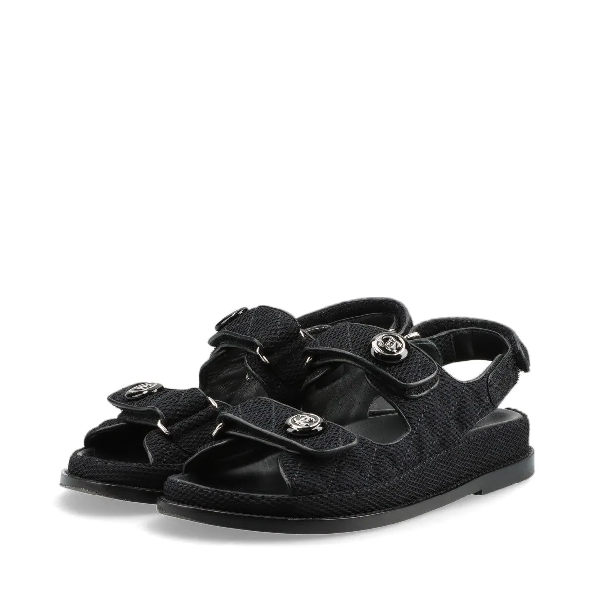 Chanel Coco Mesh Sandals 36  Black G35927
