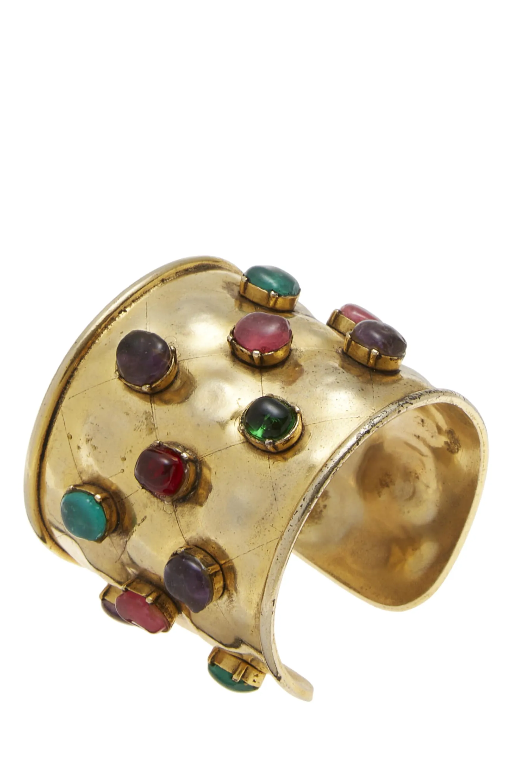 Chanel,  Gold & Multicolor Gripoix Quilted Cuff, Multi