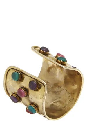 Chanel,  Gold & Multicolor Gripoix Quilted Cuff, Multi