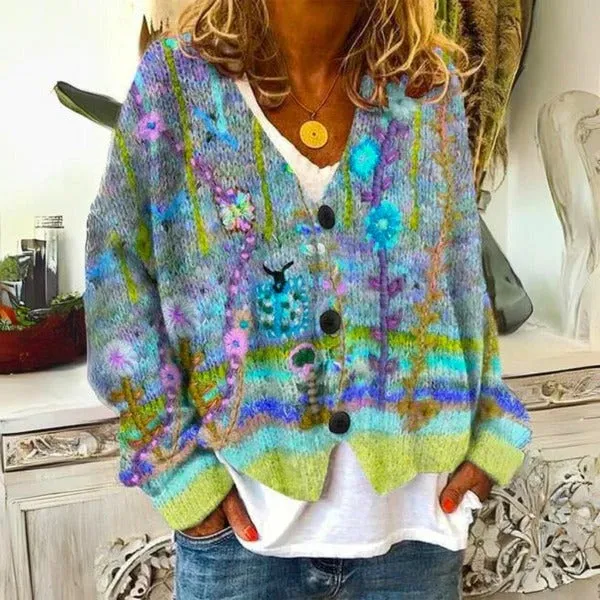 Ladies' Sweater With Floral Patterns