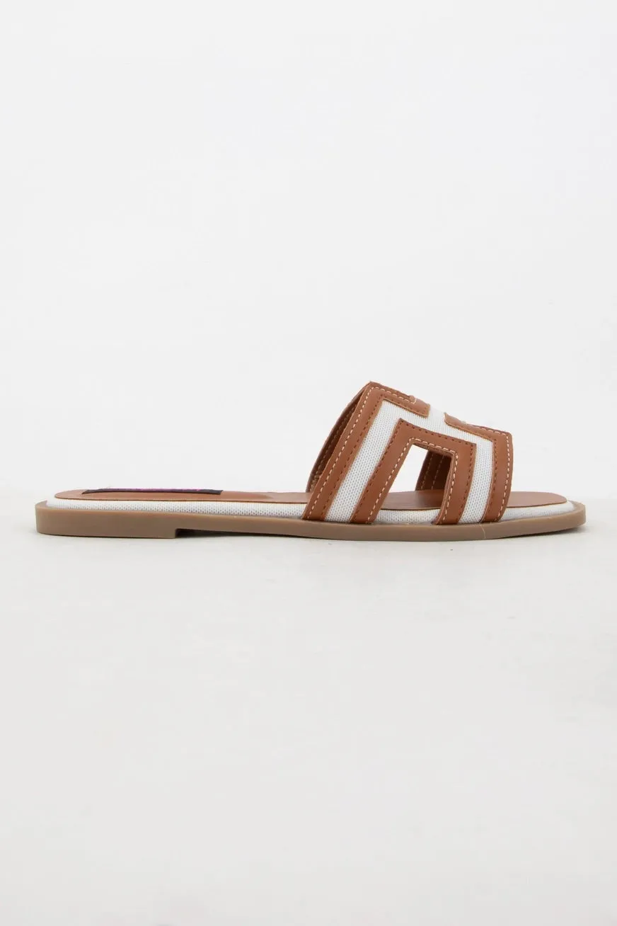 White and Cognac Breeze Bay Sandal