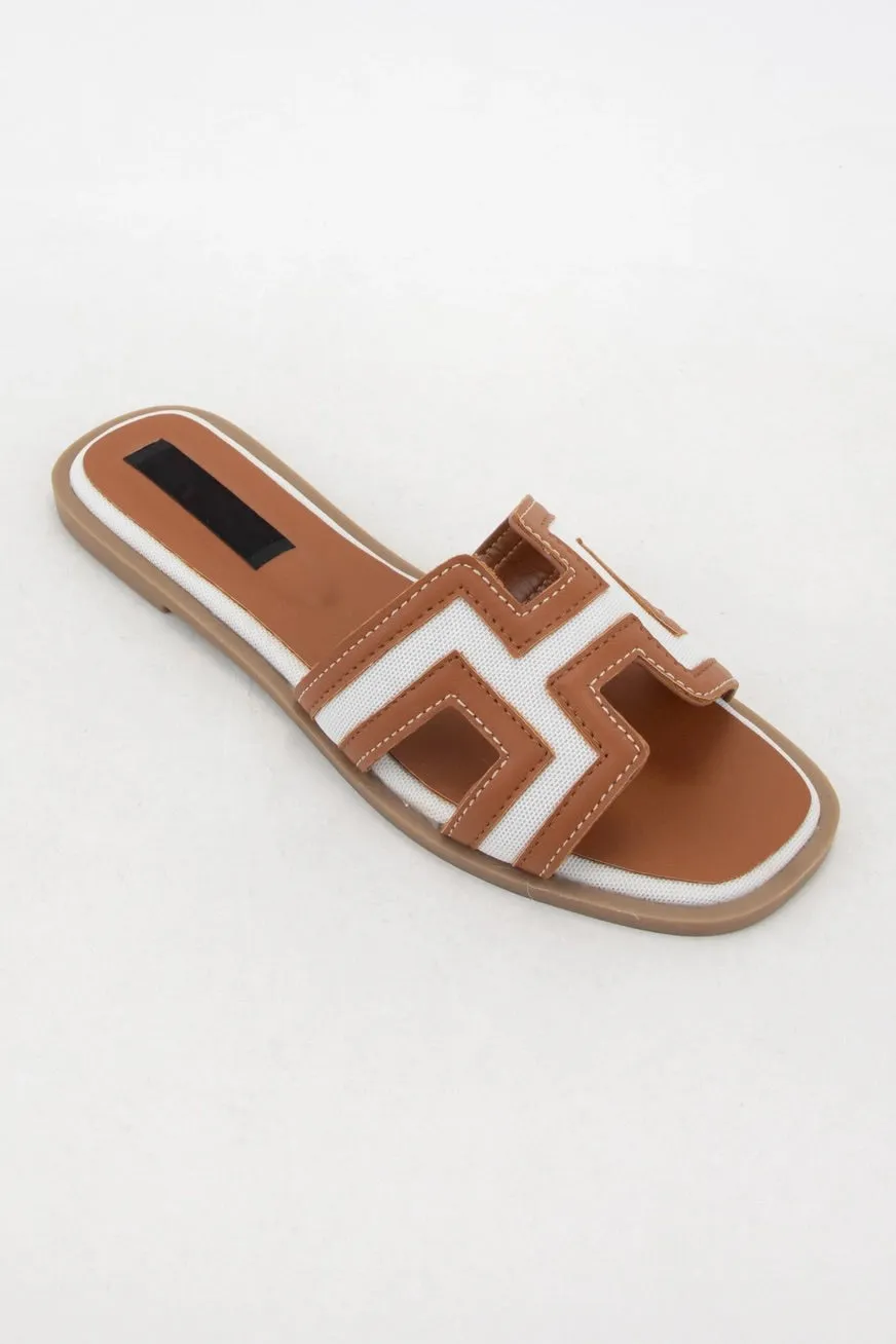 White and Cognac Breeze Bay Sandal